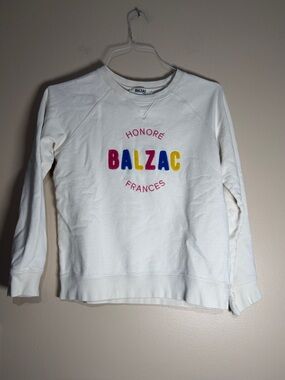 Balzac White Crewneck Sweatshirt with Colorful Logo